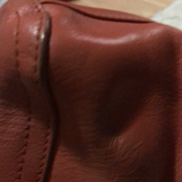 TODAY ONLY:BEAN POLE DARK ORANGE LEATHER 2 WAY BAG - tarnish & signs of wear - Picture 8 of 14
